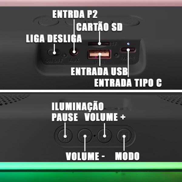 Caixa Som SoundBar Bluetooth 10W RGB Altomex AL-8665 - Image 5