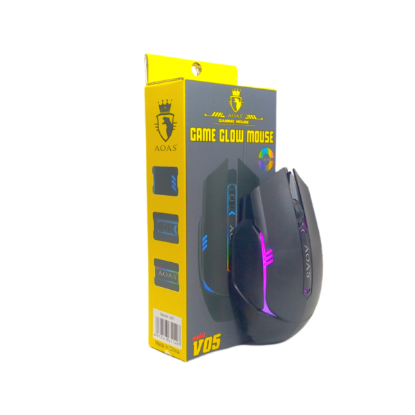 Mouse Gamer Glow RGB USB LED AOAS-V05
