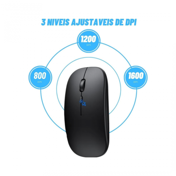 Mouse Wireless Recarregável RGB 1600 Dpi Exbom - Image 2