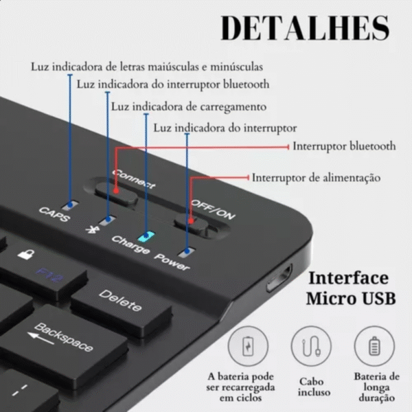 Teclado e Mouse Sem Fio Ultra Fino Portátil Bluetooth EL-2102 - Image 5